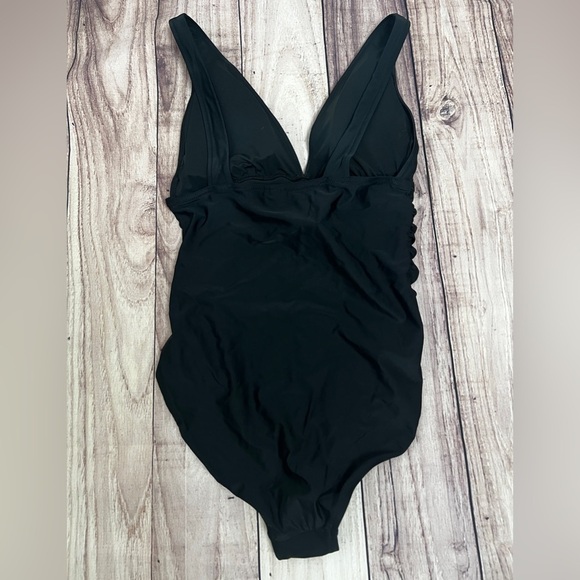NEW J.Crew Factory Black Classic Chic V-Neck Ruched One-Piece Swimsuit Size L - Picture 10 of 16